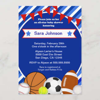 Sports Sport Invitation Baby shower Boy