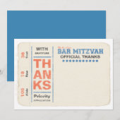 Sports Star Bar Mitzvah Carte de remerciements Blu (Devant / Derrière)