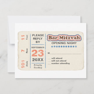 Sports Star Bar Mitzvah RSVP Reply Card Bleu
