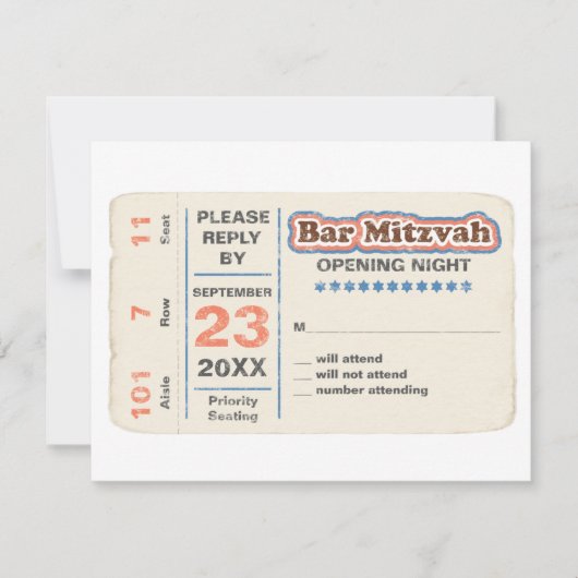 Sports Star Bar Mitzvah RSVP Reply Card Bleu (Devant)