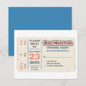 Sports Star Bar Mitzvah RSVP Reply Card Bleu (Devant / Derrière)