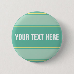 SPORTS STRIPES - Pastel Green Yellow + jouw tekst Ronde Button 5,7 Cm