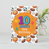 Sports Theme 10th Birthday Invitation (Debout devant)