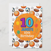 Sports Theme 10th Birthday Invitation (Devant)