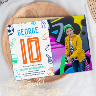 Sports Theme Boys Modern Birthday Party Photo Kaart