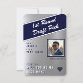 Sports Trading Card Photo Blue Groomsman Proposal (Achterkant)