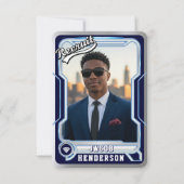 Sports Trading Card Photo Blue Groomsman Proposal (Voorkant)