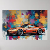 Sports Voiture Orange Art Moderne Poster (Devant)