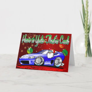 Sportscar Cartoon Santa Christmas Card Feestdagen Kaart