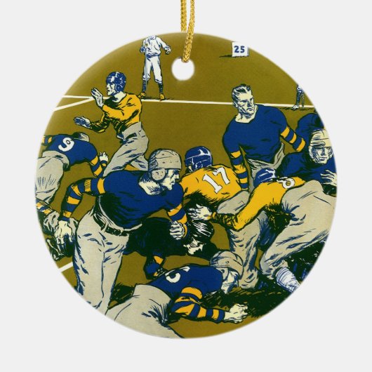 Sportspel Football, Gold versus Blue Teams Keramisch Ornament (Voorkant)