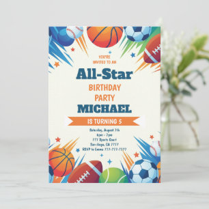 Sportspel Tijd All-Star Verjaardagsfeestje Kaart