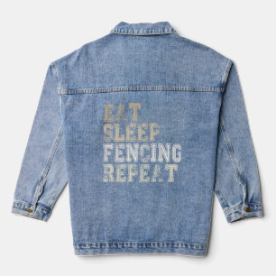 Sportsport Eat Sleep Fencing Herhaal Fencing co Denim Jacket