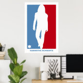 Sportster Bat Mitswa Poster in rood en blauw (Thuiskantoor)