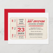 Sportsterbank Mitzvah slaat de datumkaart in rood Save The Date (Voorkant / Achterkant)