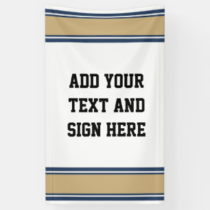 SPORTSTRIPES - blauwe beige grijs + uw ideeën Spandoek
