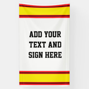 SPORTSTRIPES - Geel Zwart Rood + uw ideeën Spandoek