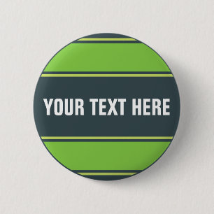 SPORTSTRIPES - groen + jouw tekst Ronde Button 5,7 Cm