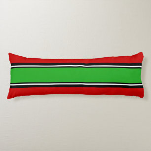 Sportstripes groen zwart + uw achtergrondkleur lichaamskussen