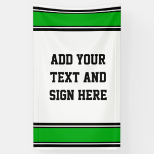 SPORTSTRIPES - Groen zwart wit + uw ideeën Spandoek