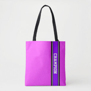 SPORTSTRIPES - violet, zwart, wit Tote Bag