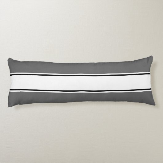 Sportstripes wit zwart + uw achtergrondkleur lichaamskussen (Achterkant)