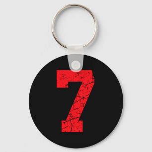 Sportstrui Vintage Rode Lucky Number 7 T-shirt_1 Sleutelhanger