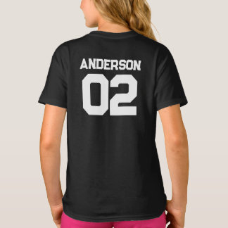 Sportteam naam nummer onderliggend onderstel match t-shirt