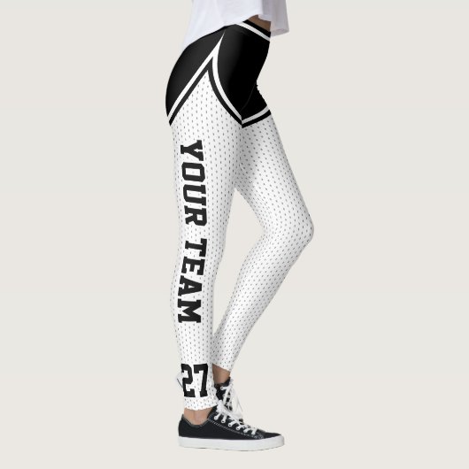 Sportteam Naam Nummer Wit Zwart Dot Shorts Leggings (Rechts)