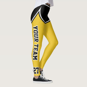 Sportteam Naam Nummer Zwart Geel Dot Shorts Leggings