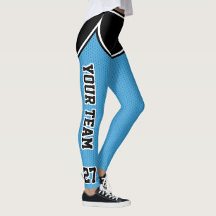 Sportteam Naam Nummer Zwart LT Blue Dot Shorts Leggings