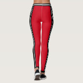 Sportteam Naam Nummer Zwart Rood Vet Gestreept Leggings (Achterkant)
