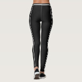 Sportteam Naam Nummer Zwart Wit Gestreept Leggings (Achterkant)