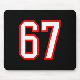 Sportteam Nummer #67 Wit Rood Varsity Nummer 67 Muismat