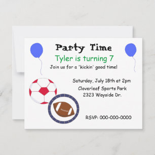 Sportthema Birthday Party - uitnodiging