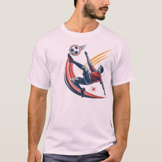 Sportthema voetbalbanner met speler in actie t-shirt
