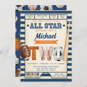 Sportticket 2e verjaardagsfeestje kaart