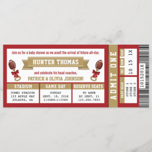Sportticket Baby shower Nodig Scarlet, Gold uit Kaart