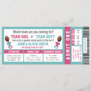 Sportticket Gender onthullen Uitnodiging, Football Kaart