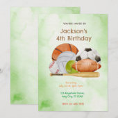 Sportverjaardagsfeestje Kaart (Voorkant / Achterkant)