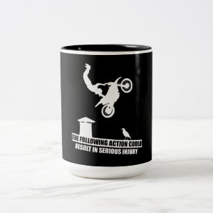 Sportvuilnismotorfietsen met wieltjes tweekleurige koffiemok