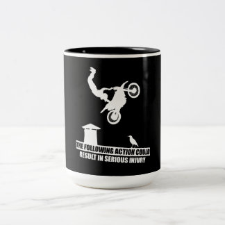 Sportvuilnismotorfietsen met wieltjes tweekleurige koffiemok