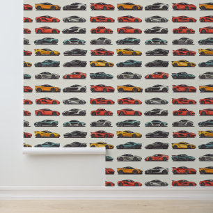 Sportwagen kleurrijke auto park behang