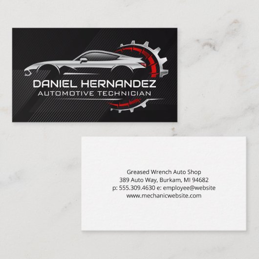 Sportwagen Logo | Automatische servicezorg Visitekaartje (Voorkant / Achterkant)