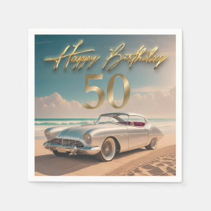  sportwagen op een tropisch strand Happy 50th Servet