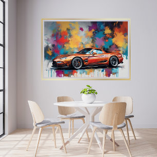 Sportwagen Sinaasappel Modern Art Poster