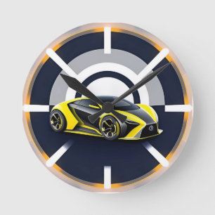 Sportwagenlogo in moderne cirkelvormige stijl ronde klok
