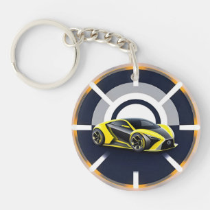 Sportwagenlogo in moderne cirkelvormige stijl sleutelhanger