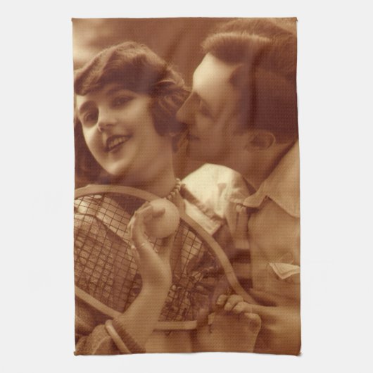  sportwennis, liefde en Romance Theedoek (Verticaal)