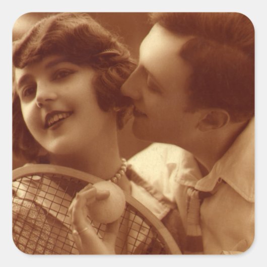  sportwennis, liefde en Romance Vierkante Sticker (Voorkant)