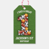 Sportwond met hoogbekken 1e verjaardag cadeaulabel (Voorkant)